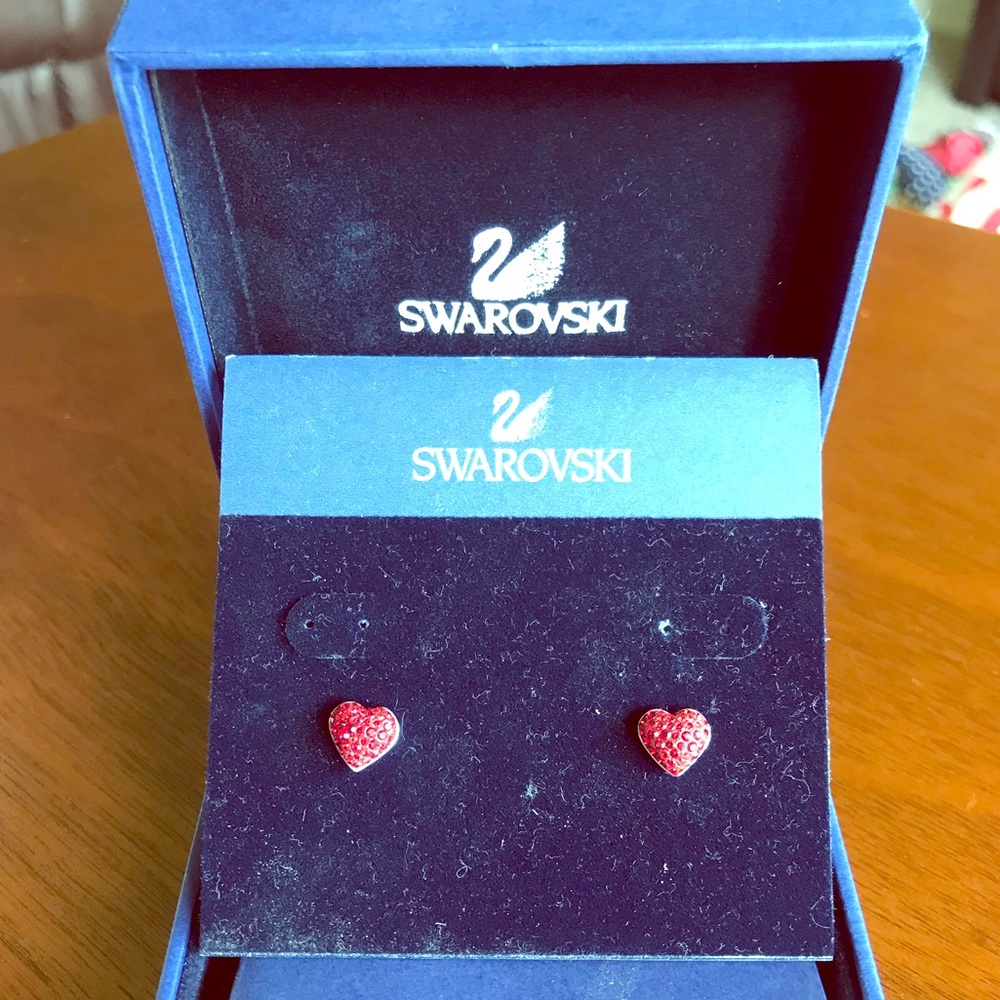 Swarovski Crystal Heart Red Earrings